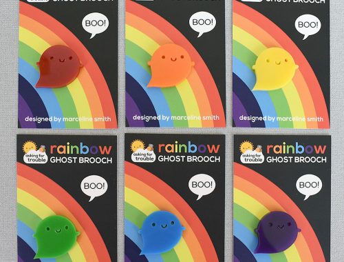 Rainbow Ghosts Acrylic Brooches